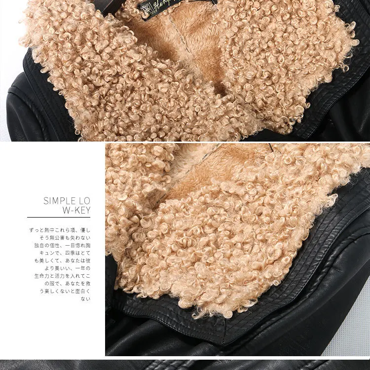 Leather Jacket Women Black Real Fur Thick Windproof Warm Lamb Cashmere Plus Size Long Women Parka Winter Leather Jacket Coat