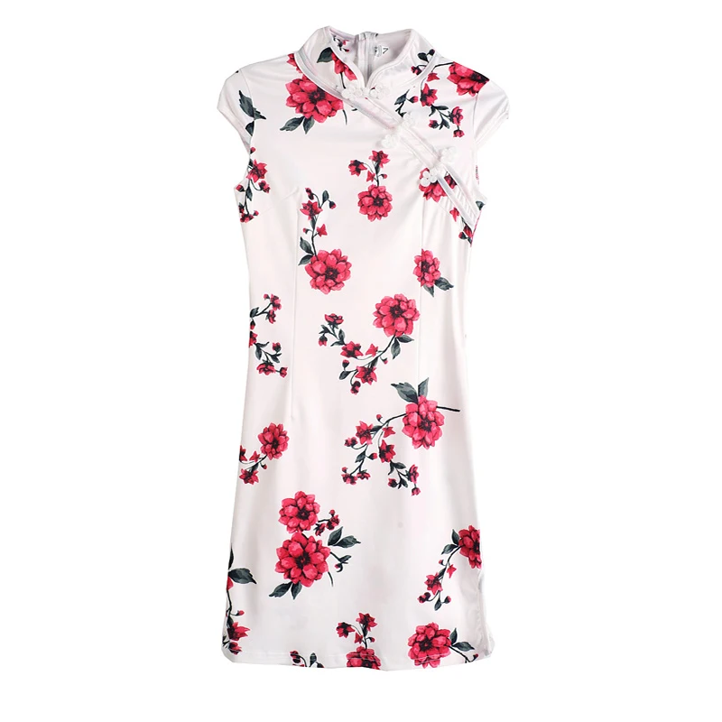 Китайское платье женское элегантное qipao с цветочным принтом qipao платье сексуальное по бокам Чонсам с высоким разрезом вечерние Клубные платья vestidos