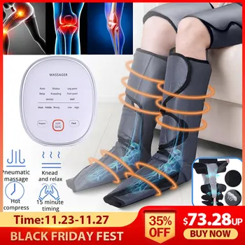 

Air Compression Massager Heated for Foot and Calf Thigh Circulation with Handheld Controller 2 Modes 3 Intensities