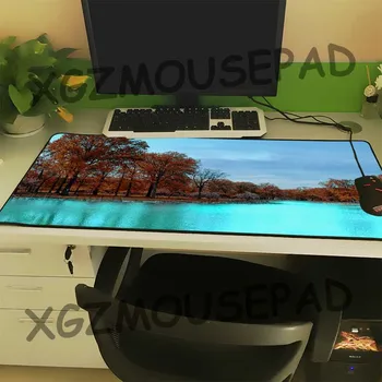 

XGZ Landscape Extra Large Size Diy Custom Mouse Pad Black Lock Edge Clear Lake Laptop Beautiful View Table Mat Rubber Non-slip