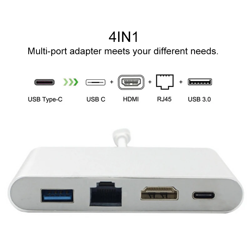 Тип C к HDMI4K USB 3,0+ RJ45 адаптер для зарядки конвертер USB-C 3,0 концентратор адаптер для Mac Air Pro huawei Mate10 samsung S8 новейший