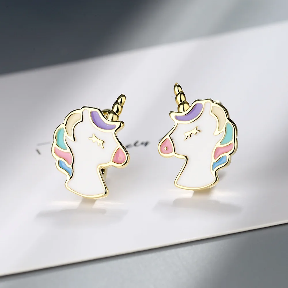 Silver Stud Earrings Silver Earrings Womens Earrings Real 925 Sterling Silver Earring Cute Unicorn Stud Earrings for Ladies Girls Daughters Party Jewelry Best Friend Gift