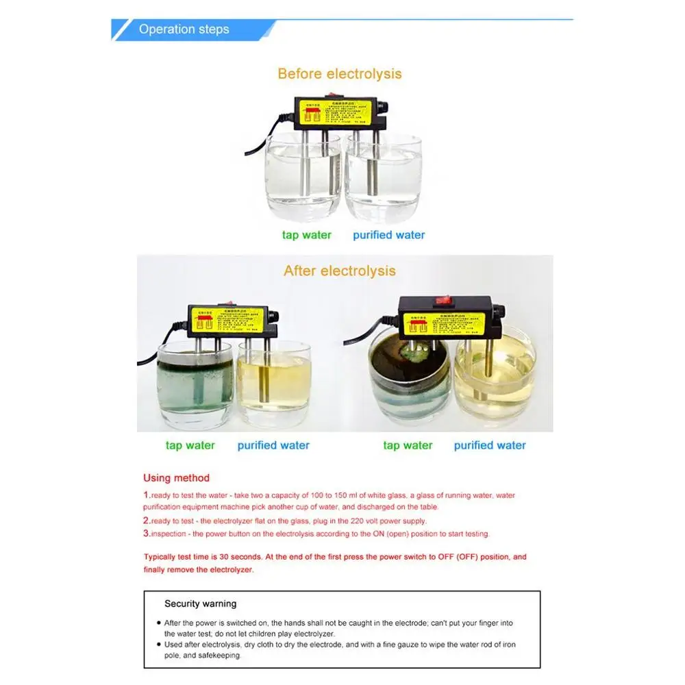 TDS Meter Water Electrolyzer Test Electrolysis Iron Bars Tester Quick Water Quality Monitor Measuring Tools
