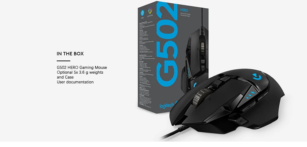 Оригинальная игровая мышь logitech G502 Hero master, полноразмерное обновление двигателя Hero engine 16000 dpi, RGB блики, G502 RGB обновление