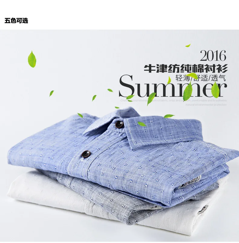 Short-sleeved Shirt Men's Loose-Fit Casual Oxford Cloth Pure Cotton Youth Large Size Solid Color Shirt 1756