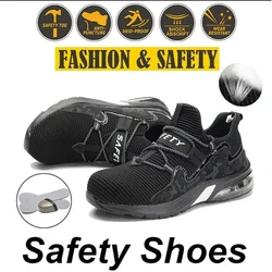Chaussures de sécurité avec embout en acier pour homme, baskets de travail légères et indestructibles, Anti perforation 