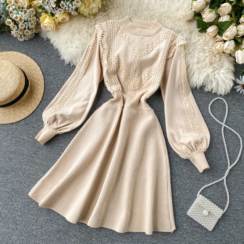 2020 Новая модная женская одежда вязаное платье осенние и зимние платья длиной до