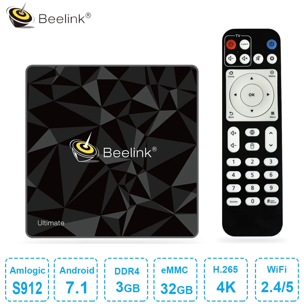 Beelink GT1 Ultimate Smart tv Box Amlogic S912 Android 7,1 tv Box Octa Core2.0GHz 3 ГБ DDR4 32 Гб rom Bluetooth 4,0 4K телеприставка