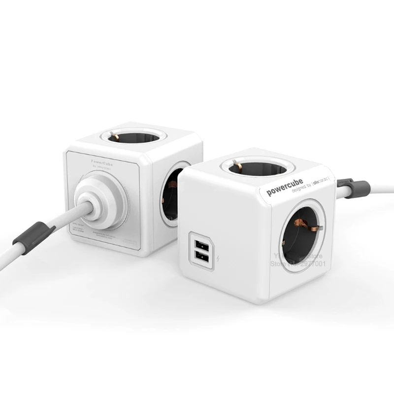Allocacoc Powercube Extension Smart Plug EU Outlet Power Strip multi Socket Adapter 4 Ports 1.5M 3M Cable With 2 USB 5V 2.1A Allocacoc Powercube Extension Smart Plug EU Outlet Power Strip multi Socket Adapter 4 Ports 1.5M 3M Cable With 2 USB 5V 2.1A