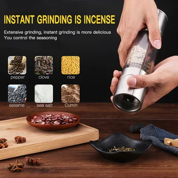

Portable Double Head Grinder Sea Salt Black Pepper Powder Grains Spices Hebals Cereals Coffee Dry Food Grinder Mill Grinding