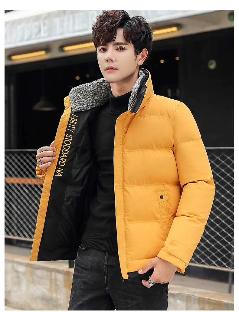 HAYBLST брендовая одежда куртка Для мужчин со стоячим воротником теплая зимняя парка Homme корейской моды размера плюс M-4XL дропшиппинг пальто