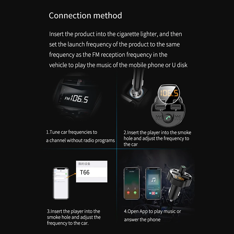 ONEVER автомобильный FM Mp3 плеер Шум снижение карты памяти Bluetooth 5,0 Мощность-с функцией запоминания при выключенном двойной зарядное устройство USB в течение 12-24v автомобиль