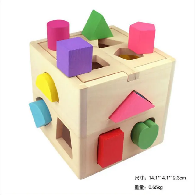 13 Holes Shape Sorter Baby Cognitive Matching Geometric  Wooden Building Blocks Intelligence Box Children Early Eductional Toys 2