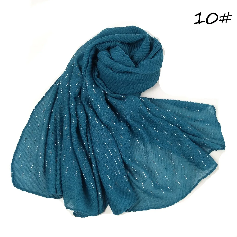 Ромбовидный однотонный шарф с морщинками, хлопковая вискоза, длинный шарф, Женский сморщенный платок-хиджаб, мусульманская голова, хиджаб, шарф