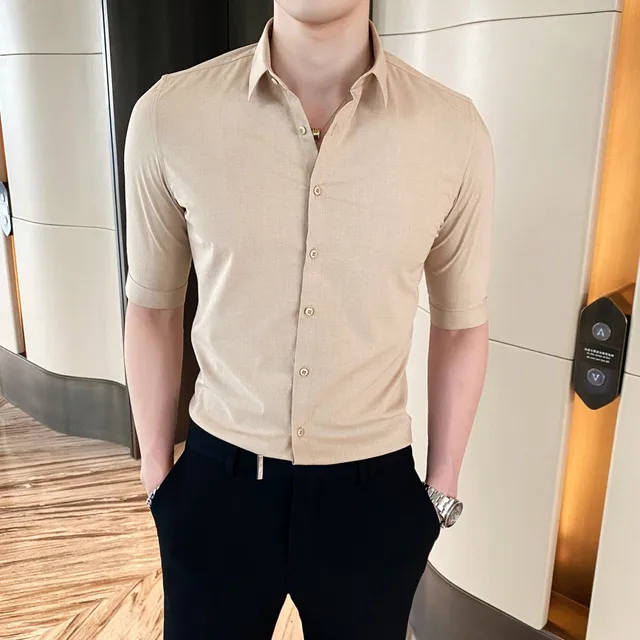 British Style Summer Office Shirt Men 