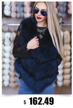 Cheap BFFUR Real Fur Coat Luxury Women Winter Fashion Style Natural Fur Vest Coat Female Silver Fox Fur Coat Russian Fur Coats Slim 9