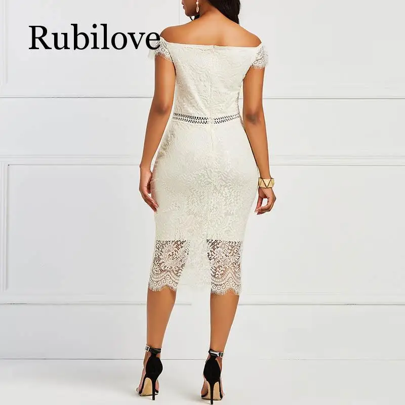 Rubilove, облегающее женское платье, кружевное, с вырезом лодочкой, открытая спина, сексуальное, элегантное, OL, вечерние, летнее, лоскутное, облегающее, Ретро стиль