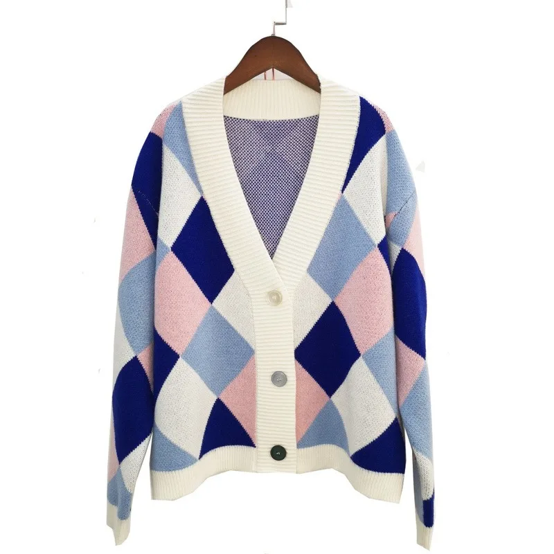 

V-neck knitted women cardigan winter single-breasted ladies sweater coat loose knit cardigan jacket 2020 women's clothing