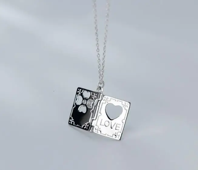 real Sterling Silver 925 Fine Jewelry heart love letter Pendant Necklace GTLX1958