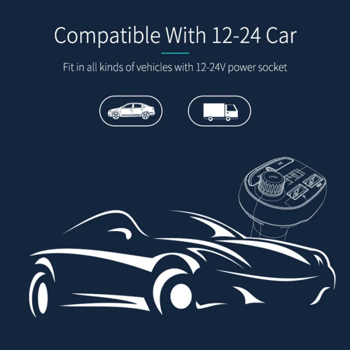 Автомобильный Bluetooth fm-передатчик с QC 3,0 usb зарядным портом радио mp3-плеер DQ-Drop