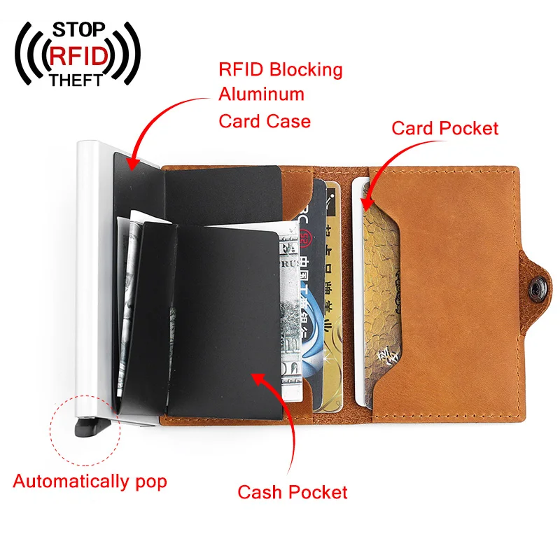 Мужской кошелек из натуральной кожи, Rfid, мини-кошелек, маленький тонкий металлический мужской кошелек, тонкий кошелек для денег, сумка-держатель для карт, Vallet cartera hombre