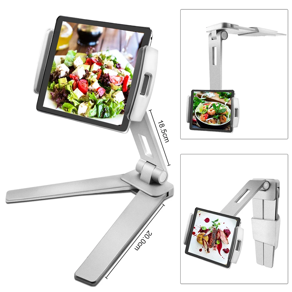 

360 Rotation Wall-Mounted Smart Phone Tablet Holder Clamp Stand Aluminum Folding Table Free Standing Bracket for iPad Tablet
