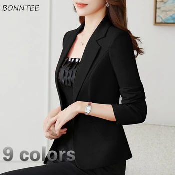 

Blazers Women 3XL New Spring Trendy Solid Black Button Korean Slim Office Lady Blazer Daily All-match High Quality Woman Outwear