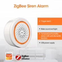 Novo tuya zigbee sensor de umidade de temperatura neo tuya sensor inteligente embutido sirene alarme 90db sensor de luz de som casa inteligente
