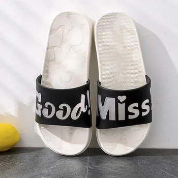 

Fashion Women Summer Slippers Slide Sandals Beach Slides Flip Flops Words Transparent Thick Sole Women Men Couple Grils Shoes