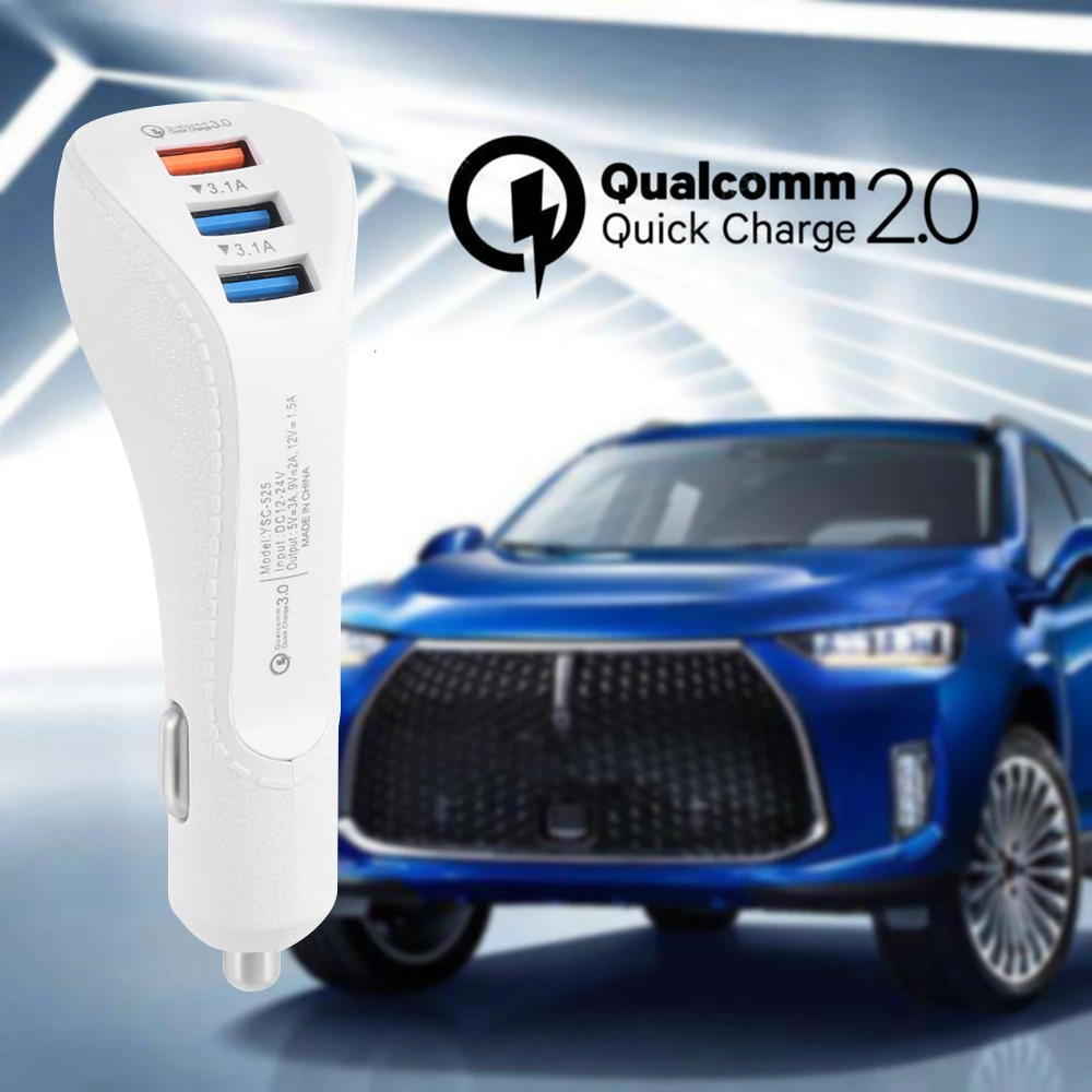 Универсальный 3-Порты и разъёмы Переходник USB для зарядки в машине QC 3,0 Быстрая зарядка для iPhone samsung iOS