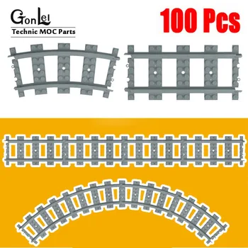 

100 Pcs/Lot City Trains Train Track Rail Straight Rails Building Blocks Set Bricks Model Kids Classic Toys For Children gift