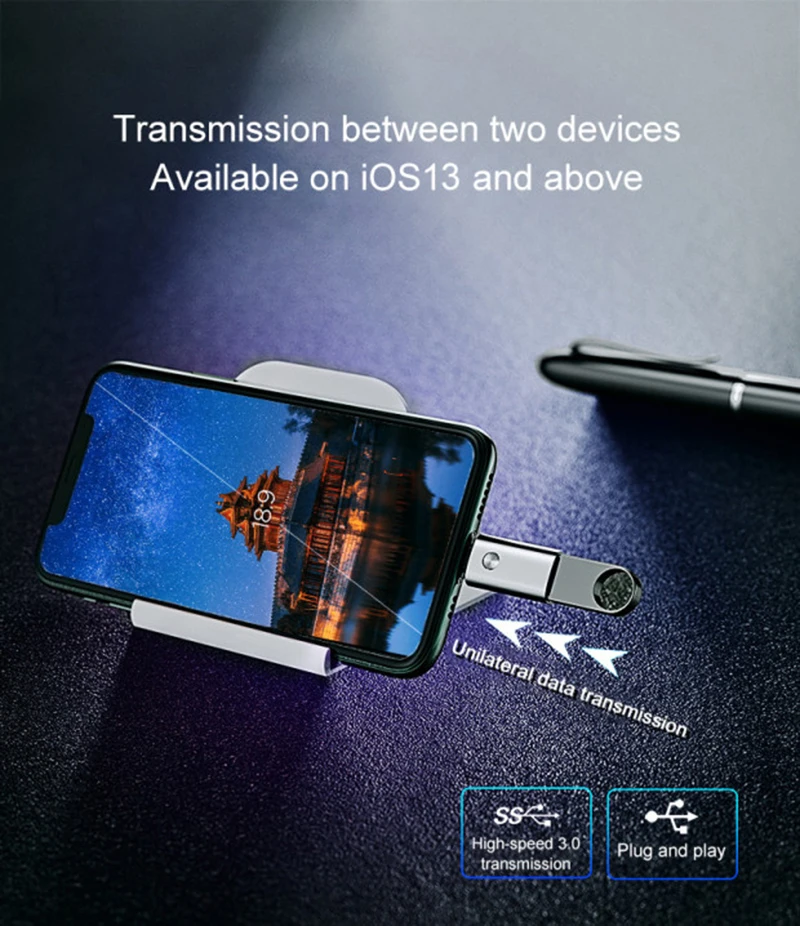 Для iPhone OTG адаптер 8 Pin к USB 3,0 для iPhone 11 XS X XR 7 8 6 Plus адаптер конвертер только для iOS13 выше для U диск мышь
