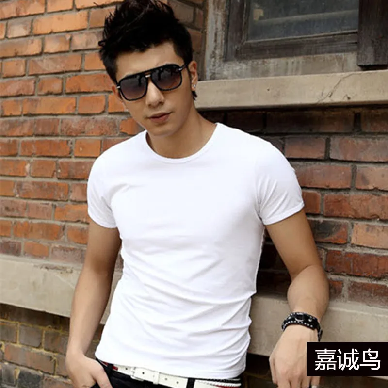 

2018 New Style Korean-style Short Sleeve T-shirt Men's Teenager Slim Fit Short Sleeve T-shirt Men'S Wear Base Shirt