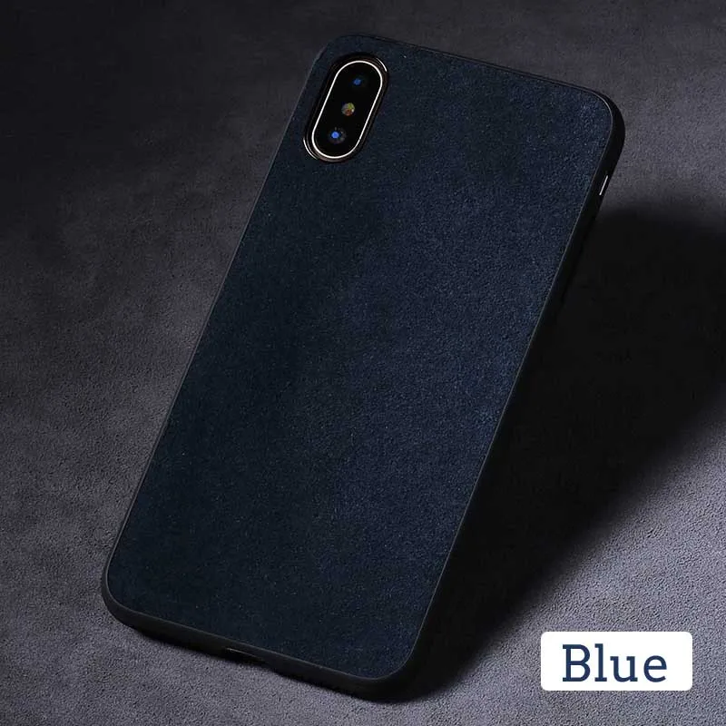 Чехол для телефона s для IPhone X Xs чехол для MAX XR замша кожа Мягкий ТПУ силиконовый край задняя крышка для IPhone 6 6S 7 8 Plus 7P 8 P чехол - Цвет: Синий