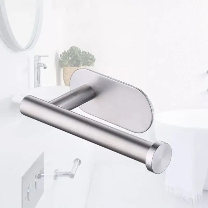 Stainless Steel Wall Mount Toilet Paper Holder Punch Free Bathroom Kitchen Roll Paper Accessory Tissue Towel Accessories Rack Ho