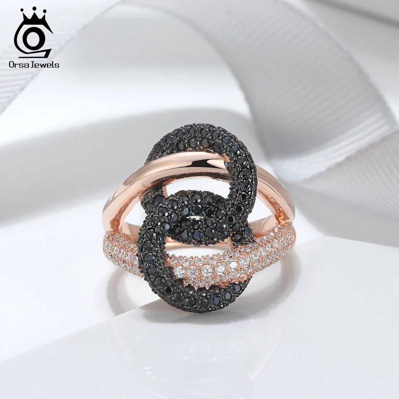 ORSA JEWELS, роскошные коктейльные кольца, блестящие кубические циркониевые кольца для свадьбы, помолвки, модные ювелирные изделия SR172