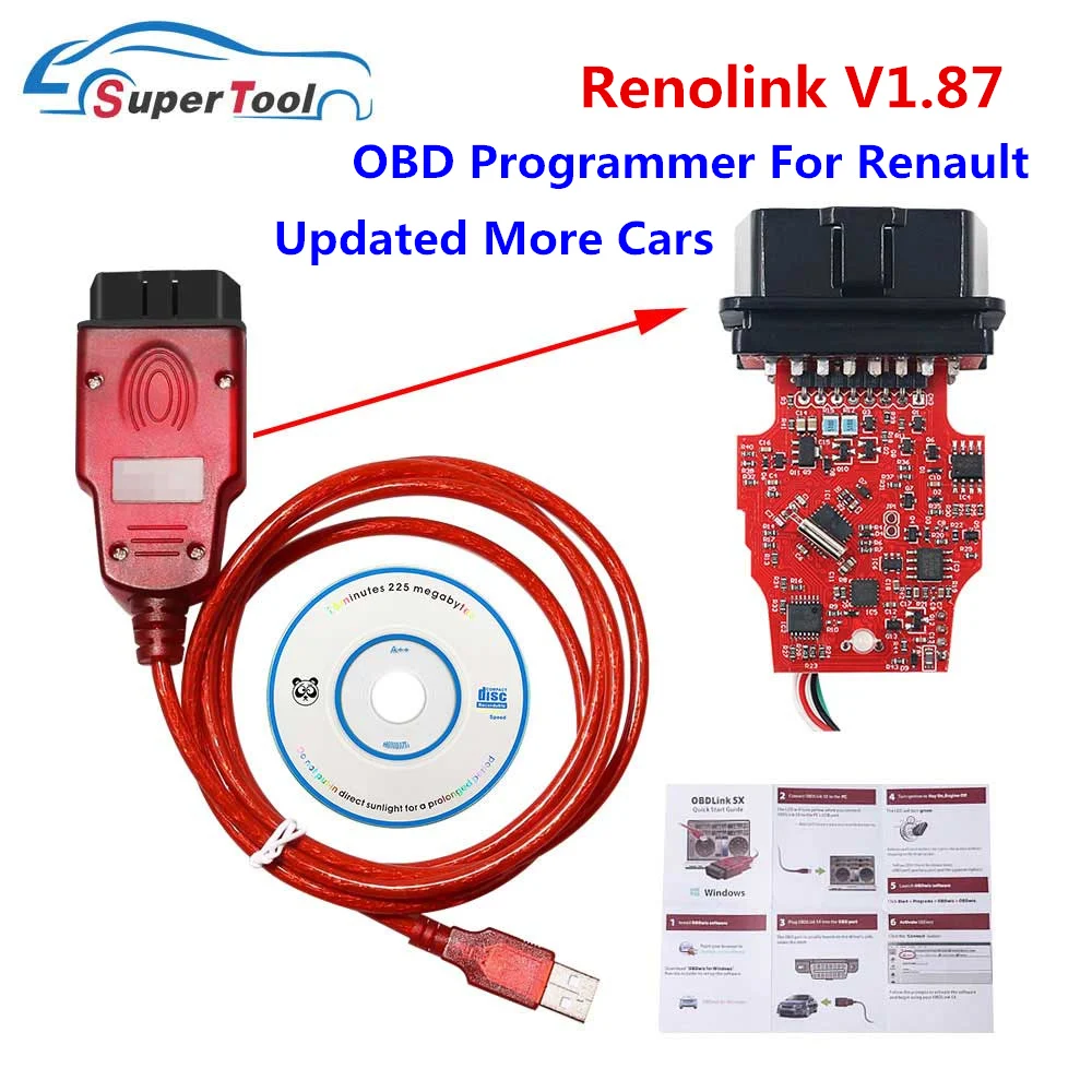 Новый Renolink V1.87 для Renault ECU Программатор Reno Link V1.87/V1.52 диагностический кабель USB