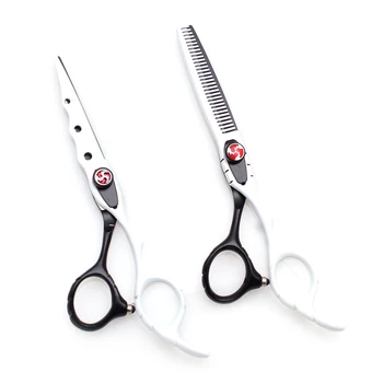 

6.0" 17.5cm Engraving Logo White Color Barber Shop Thinning Scissors Cutting Shears Professional Hairdressing Scissors Set C1019