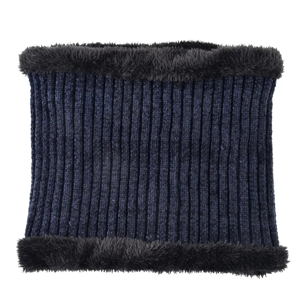 Зимняя теплая шапка и шарф набор толстый вязаный сплошной Skulleis шапочки мужские уличные мягкие толстые бархатные наборы шапка с шарфом Мужская шапочка - Цвет: Blue Scarf