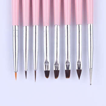 

15Pcs/set White Acrylic UV Gel Brush 8Pcs/set Pink Nail Art Brush Pen Painting Drawing Liner Brush Nail Art Design Tools