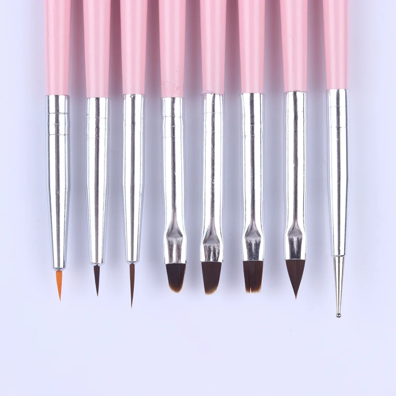 

8 Pcs Pink Nail Acrylic UV Gel Brush Dotting Pen Nails Brush Pen Set For UV Gel Polish Manicure Tools Nail Art DIY Designs