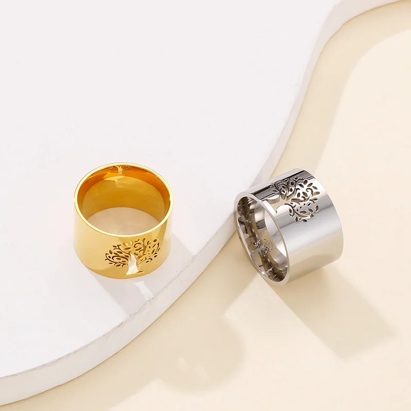 Finger ring, wedding rings, stainless steel ring, ring set-316L Stainless Steel Tree of Life, Clover Rings For Women