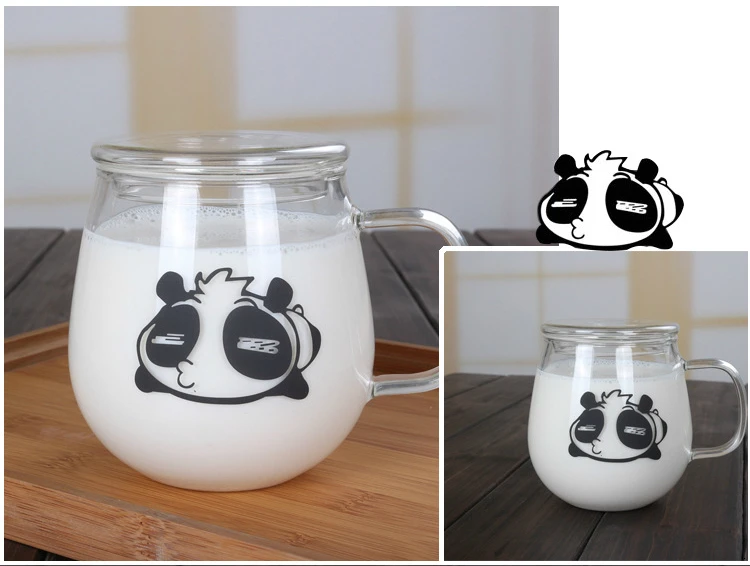 Breakfast Coffee Cup Teacup Transparent Glass Cappuccino Milk Mugs Cartoon Pattern Household Infusion Of Tea Drink Cup Gifts
