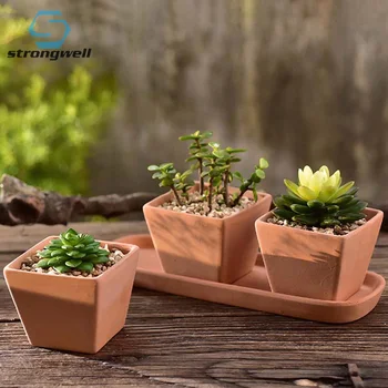 

Strongwell Pastoral Square Ceramic Succulent Flower Pot International Flowerpot Breathable Planter Home Decoration