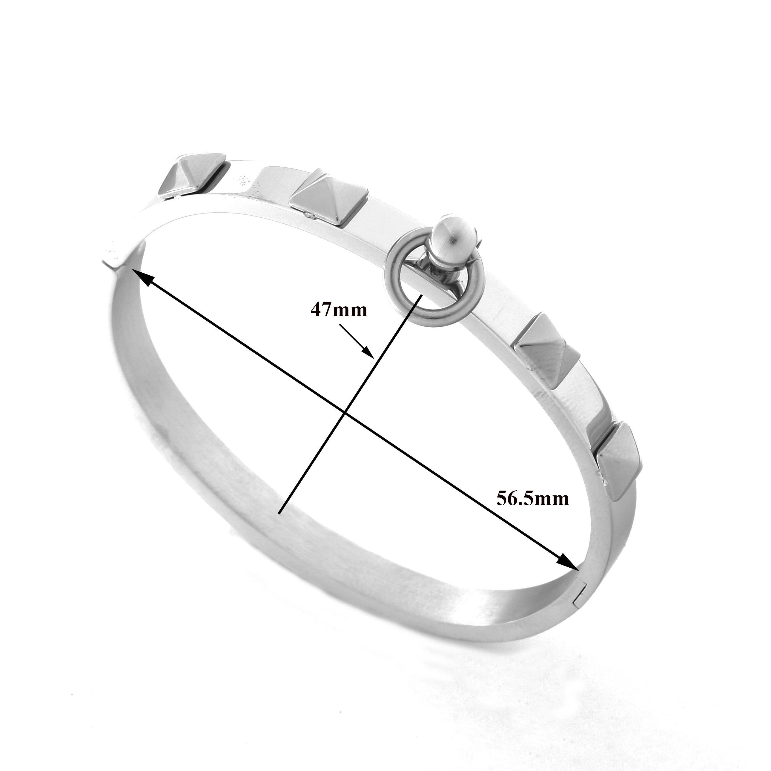 Mavis Hare 6 мм широкий заклёпка кончик ногтей Нержавеющая сталь манжета Открытый браслет карта Пряжка браслет в стиле панк 16 см для женщин