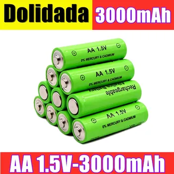 

1-50PCS New Brand AA rechargeable battery 3000mah 1.5V New Alkaline Rechargeable batery for led light toy mp3 Free shipping