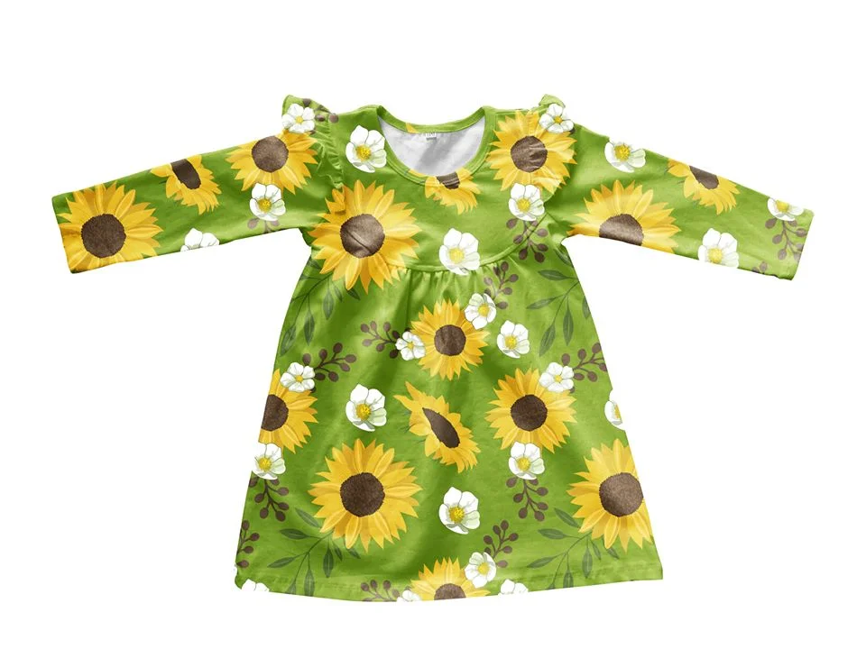 Платье на День святого Валентина, одежда для маленьких девочек, платье с оборками в форме подсолнуха из молочного шелка, эксклюзивная одежда до колен