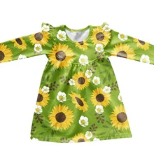 Платье на День святого Валентина, одежда для маленьких девочек, платье с оборками в форме подсолнуха из молочного шелка, эксклюзивная одежда до колен