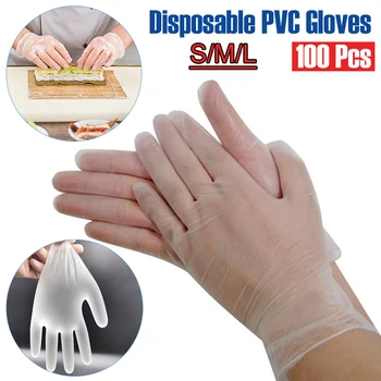 

100Pcs Disposable Gloves PVC Universal Kitchen/Dishwashing/Medical /Work/Rubber/Garden Gloves For Left and Right Hand 3 size