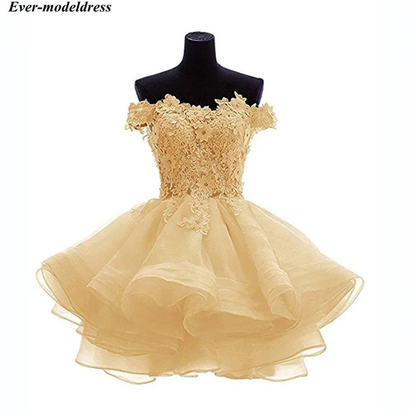 Cheap Short Prom Graduation Dresses Lace Appliques Organza Beaded Crystal Plus Size Homecoming Gown Cocktail Party Gown